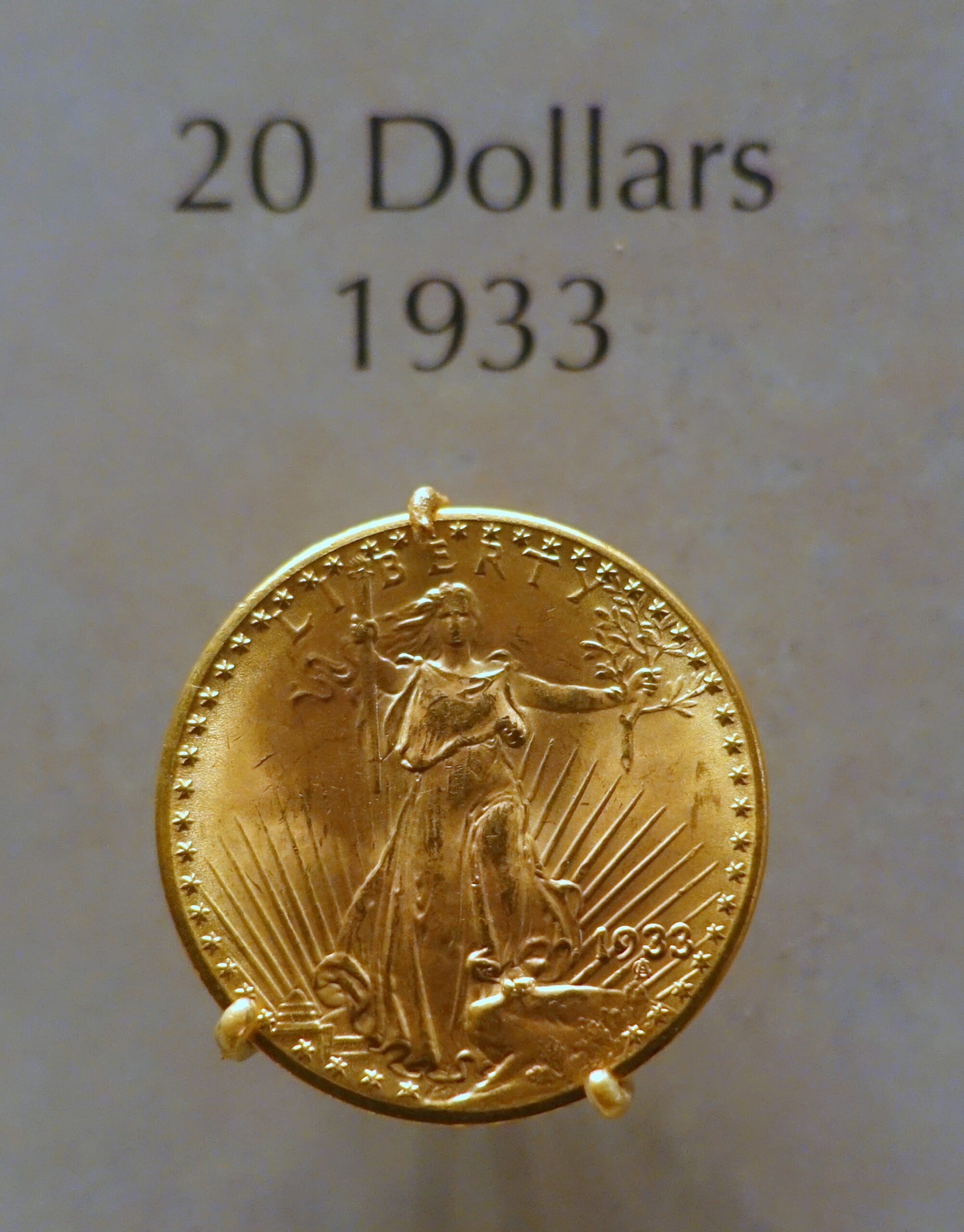 United States 1933 Saint-Gaudens $20 double eagle gold coin from the Smithsonian collection